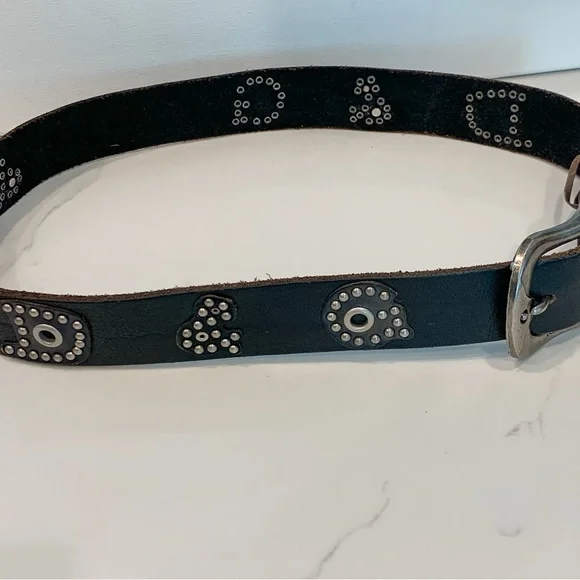 Dolce & Gabbana Black Leather Studded DG Belt With Buckle Size 38-40 Quality